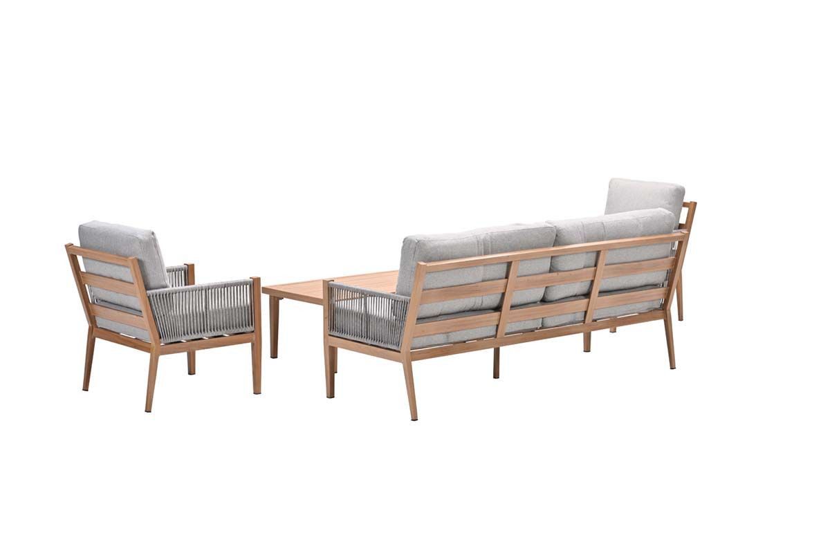 Sardinia loungeset - 4-pieces -  light teaklook - TPU rope sand - dark sand