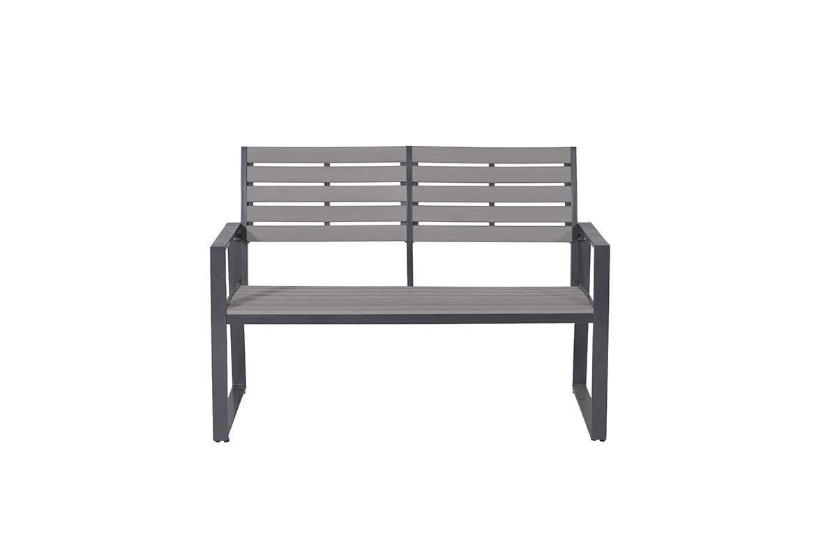 Detroit parkbench - aluminium -  carbon black - carbon grey polywood
