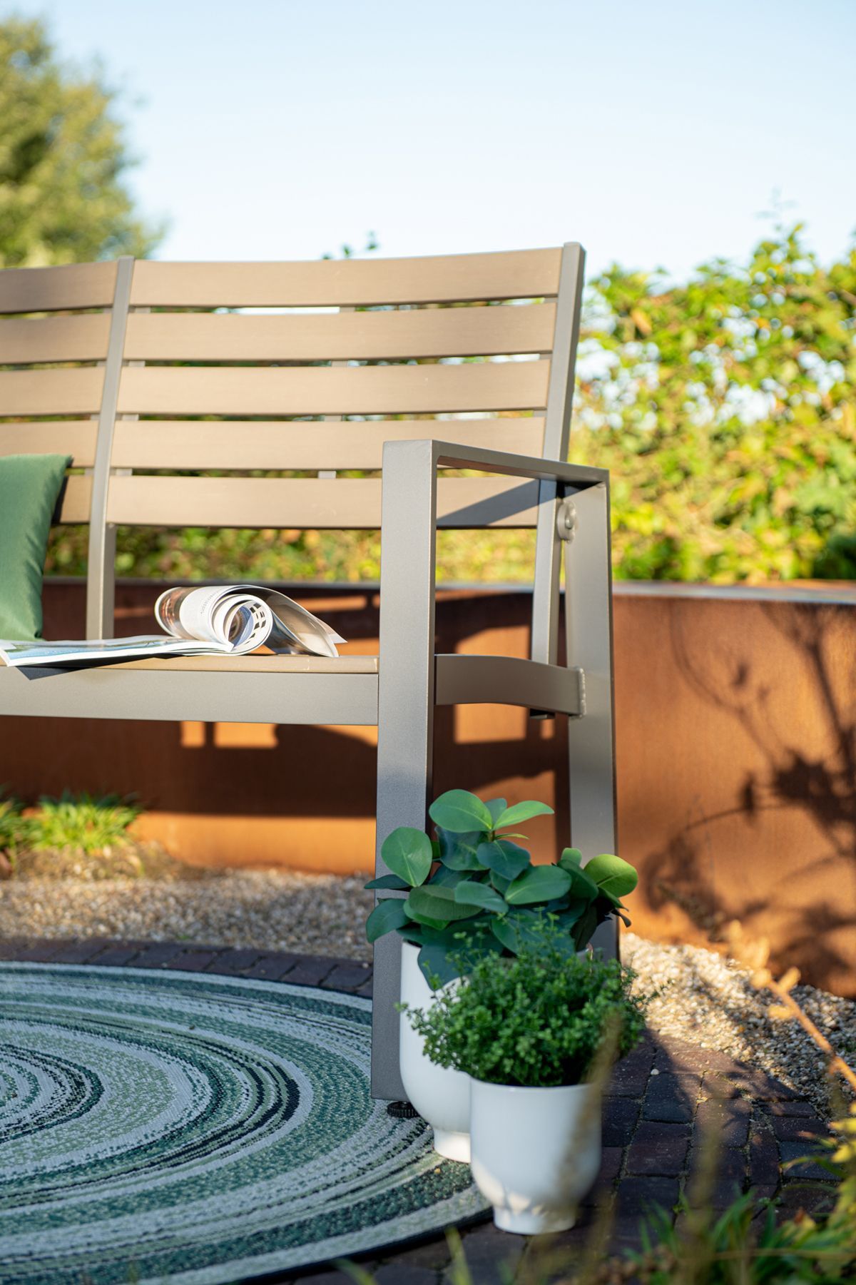 Detroit parkbench - aluminium -  carbon black - carbon grey polywood