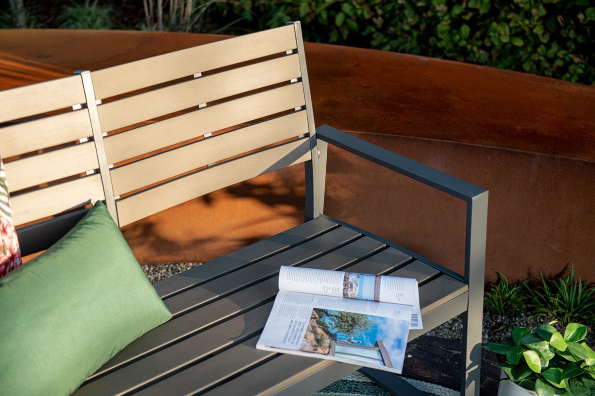 Detroit parkbench - aluminium -  carbon black - carbon grey polywood
