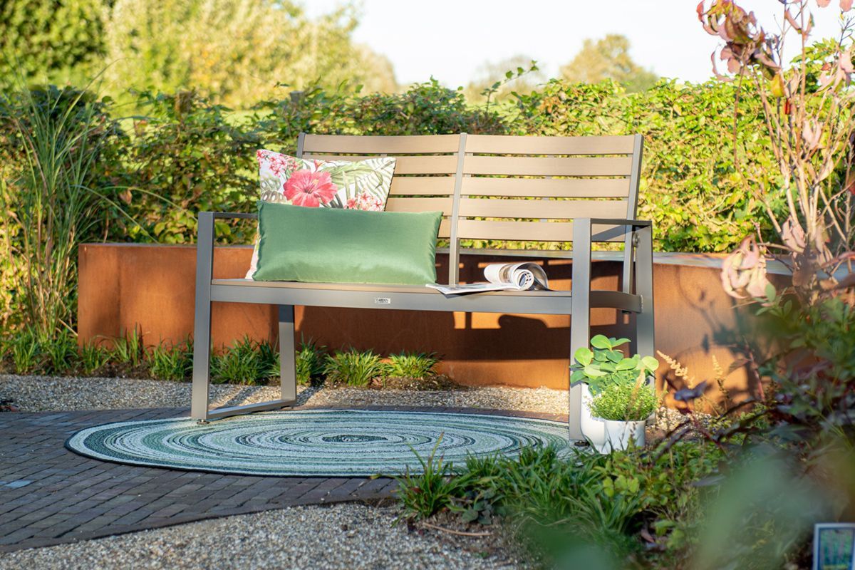 Detroit parkbench - aluminium -  carbon black - carbon grey polywood