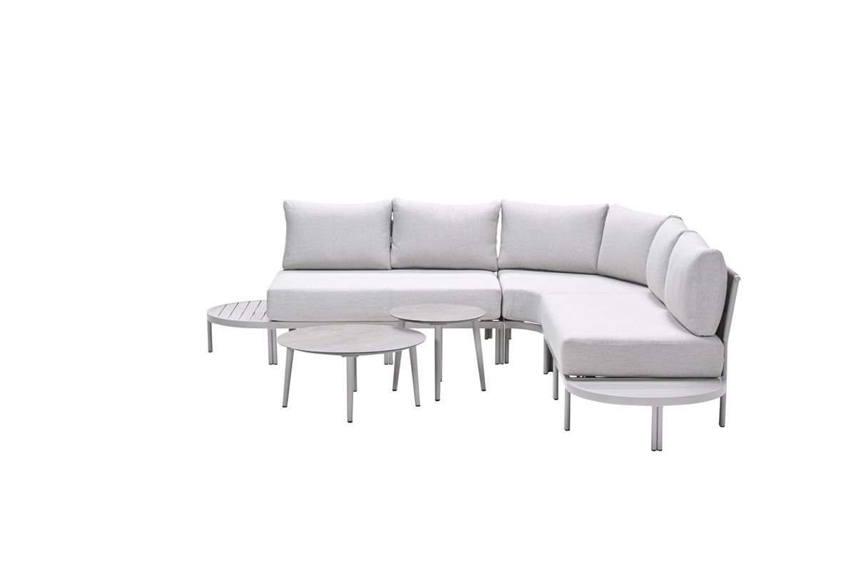 Frigole loungeset - 5-pieces - taupe - sand valley sand - slate grey ceramic glass
