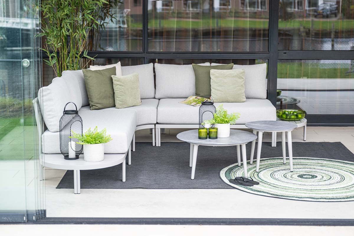 Frigole loungeset - 5-pieces - taupe - sand valley sand - slate grey ceramic glass
