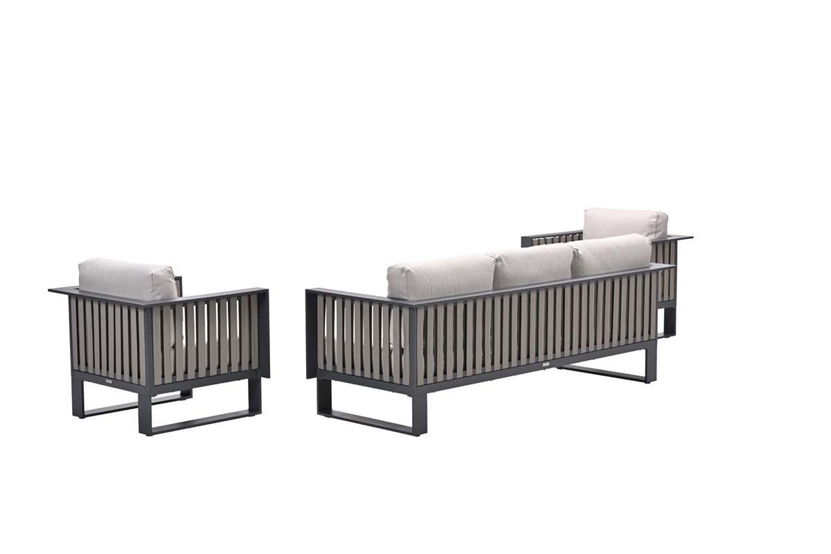 Bologna loungeset - 3-pieces - carbon black  taupe - desert sand