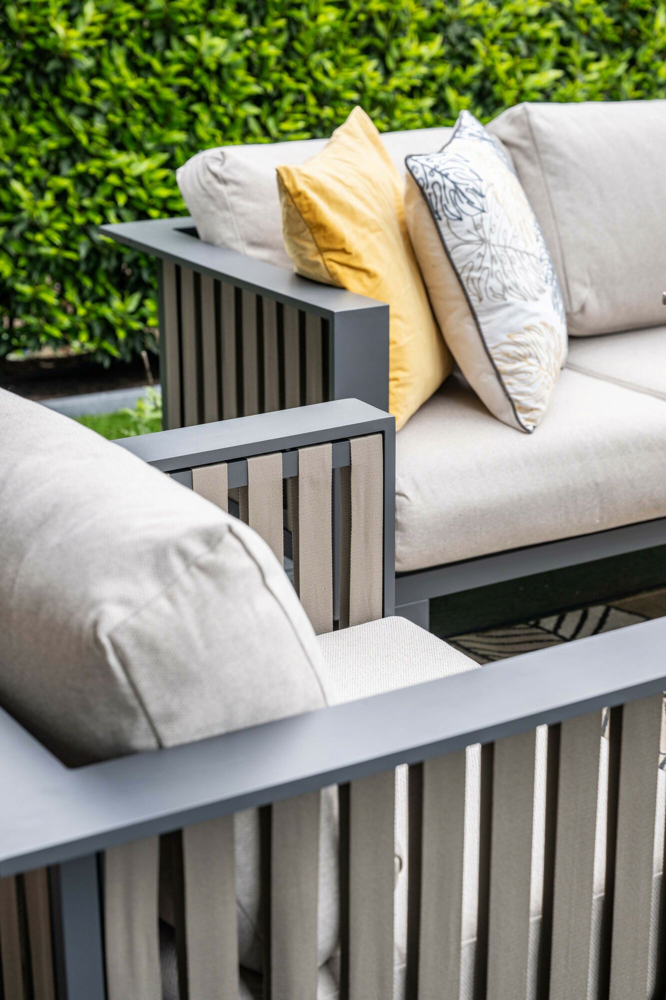 Bologna loungeset - 3-pieces - carbon black  taupe - desert sand