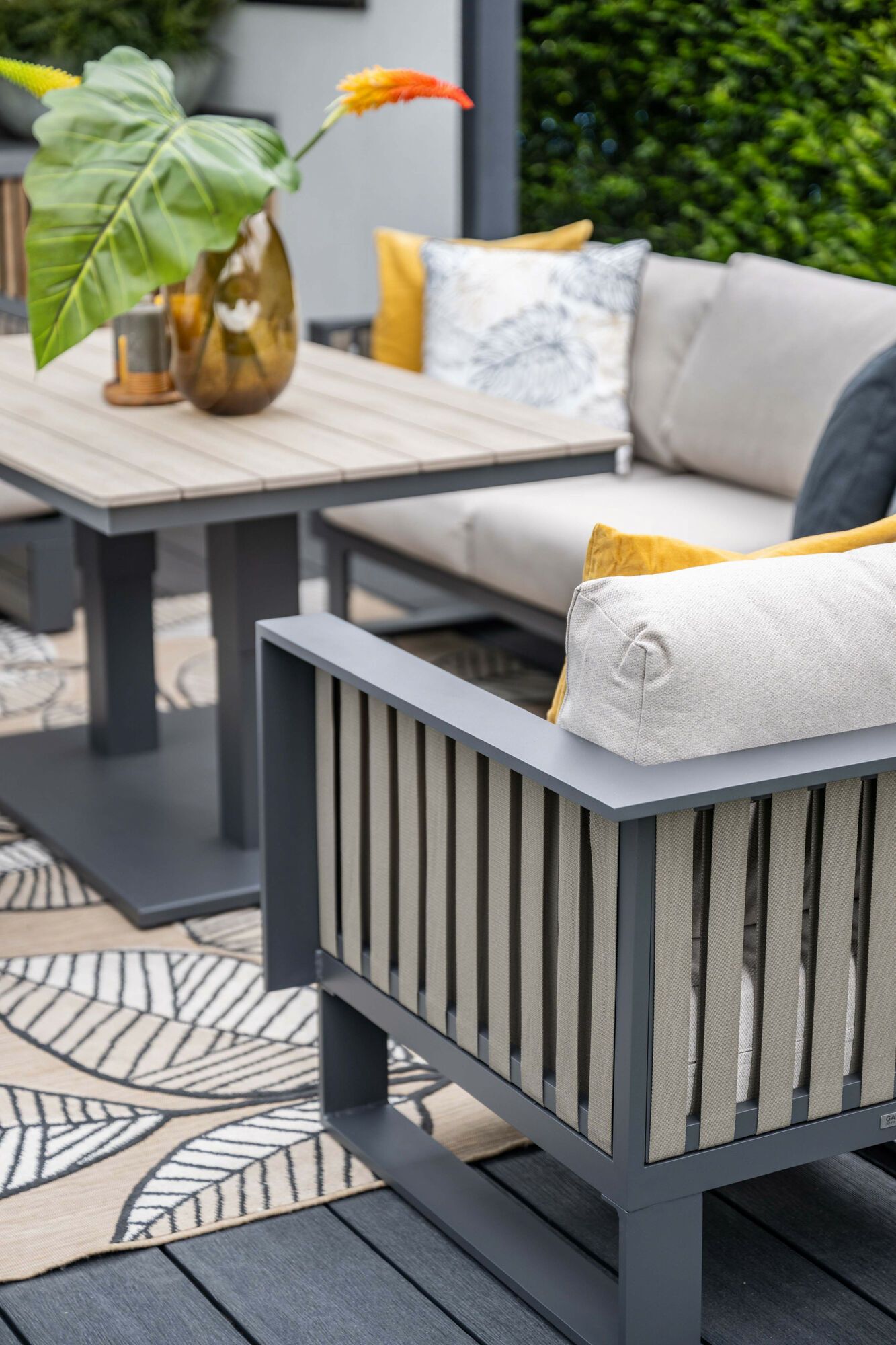 Bologna loungeset - 3-pieces - carbon black  taupe - desert sand