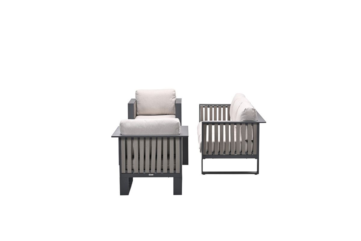 Bologna loungeset - 3-pieces - carbon black  taupe - desert sand