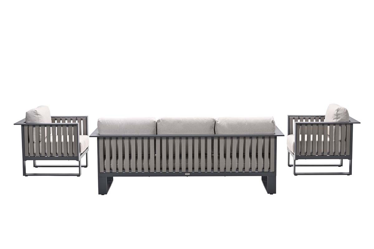 Bologna loungeset - 3-pieces - carbon black  taupe - desert sand