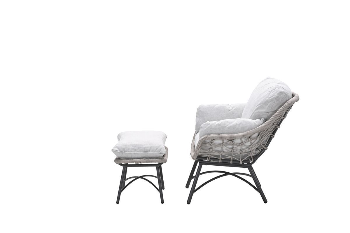 Logan armchair including ottoman - rope taupe - valley sand