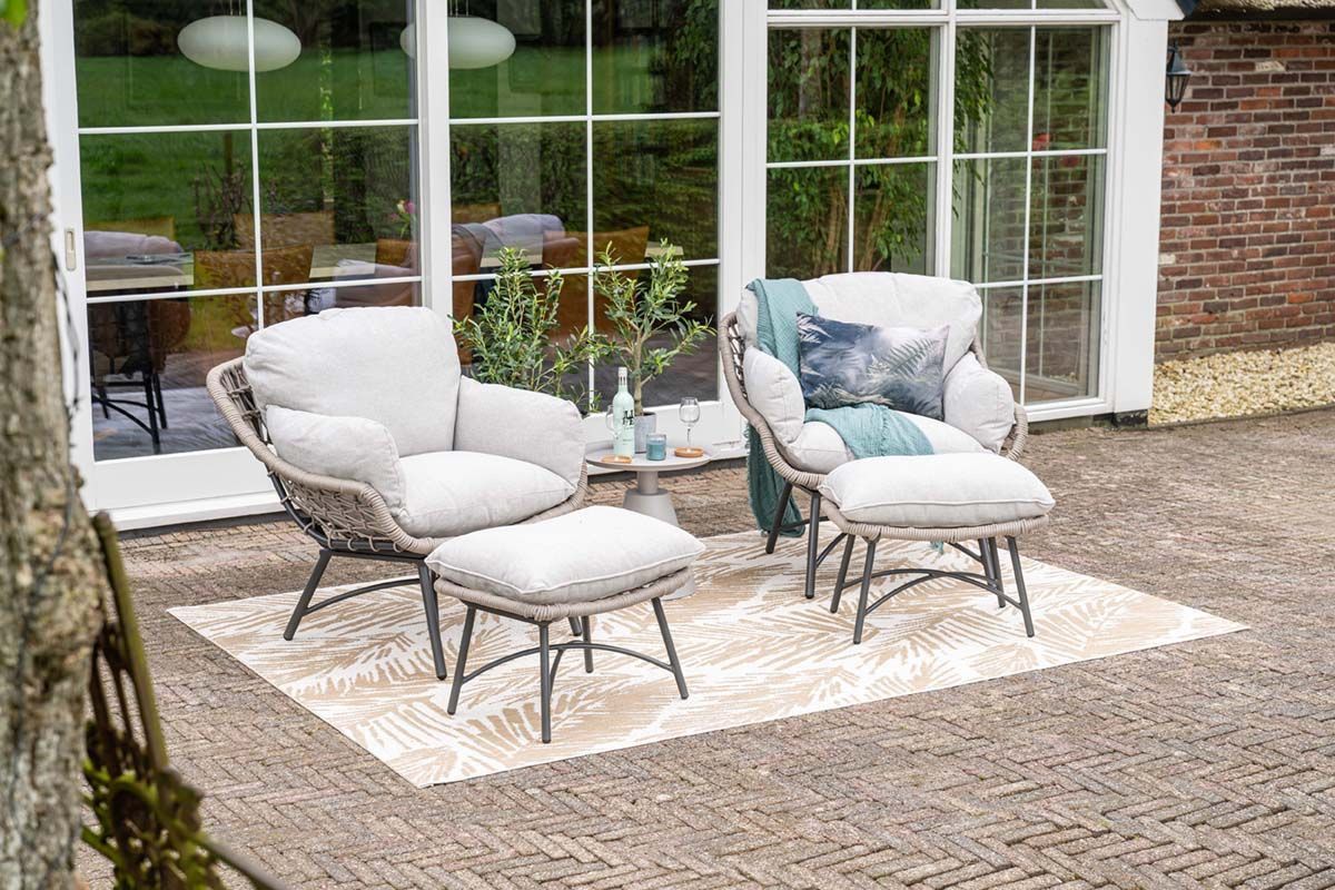 Logan armchair including ottoman - rope taupe - valley sand