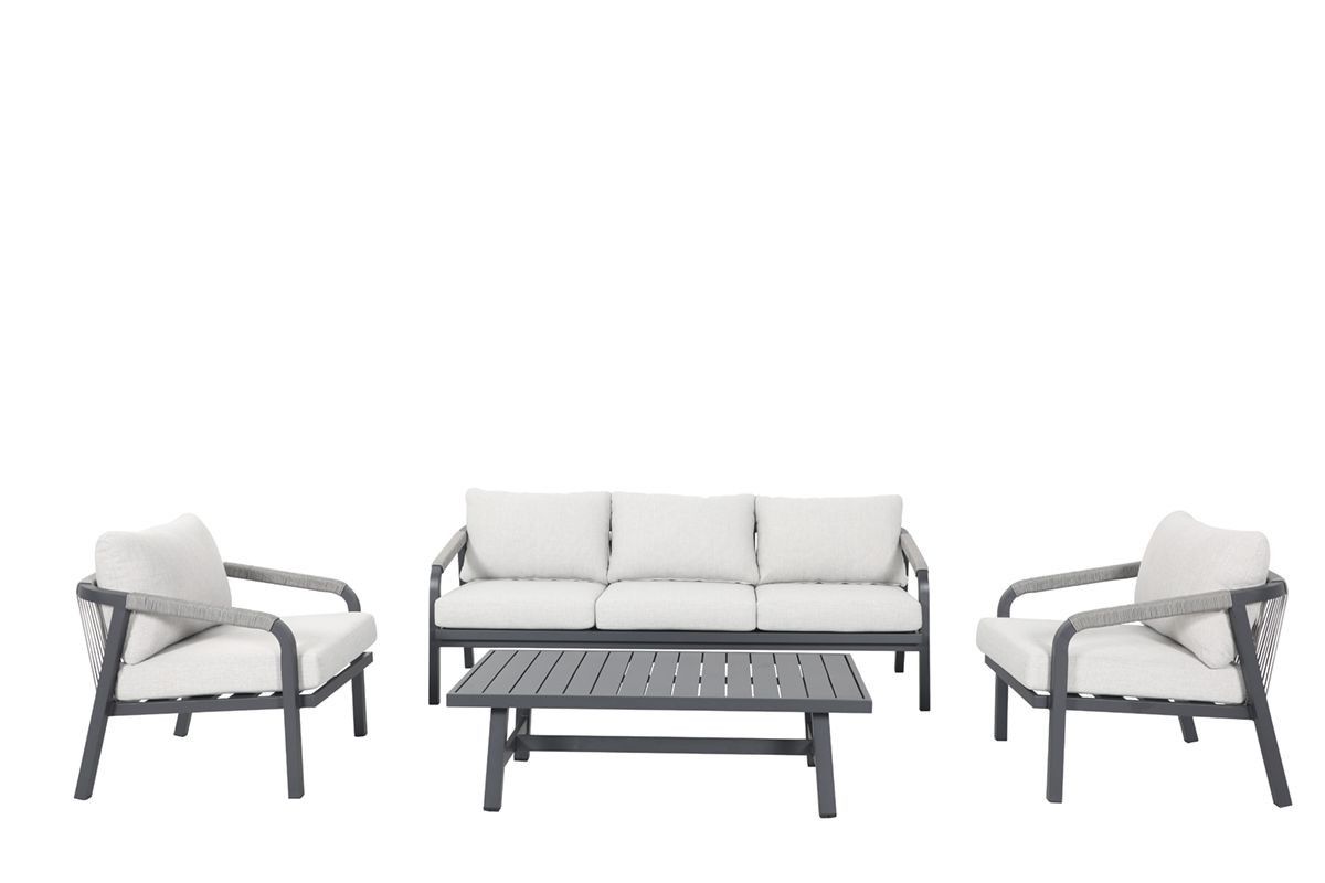 Monti loungeset - 4-pieces - carbon black  rope taupe - valley sand