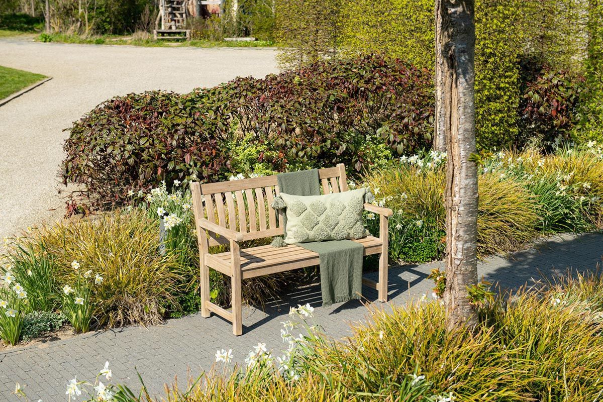Vondel parkbench - 120 cm - eucalyptus white wash