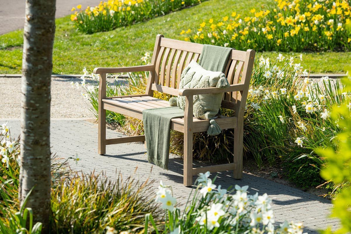 Vondel parkbench - 120 cm - eucalyptus white wash
