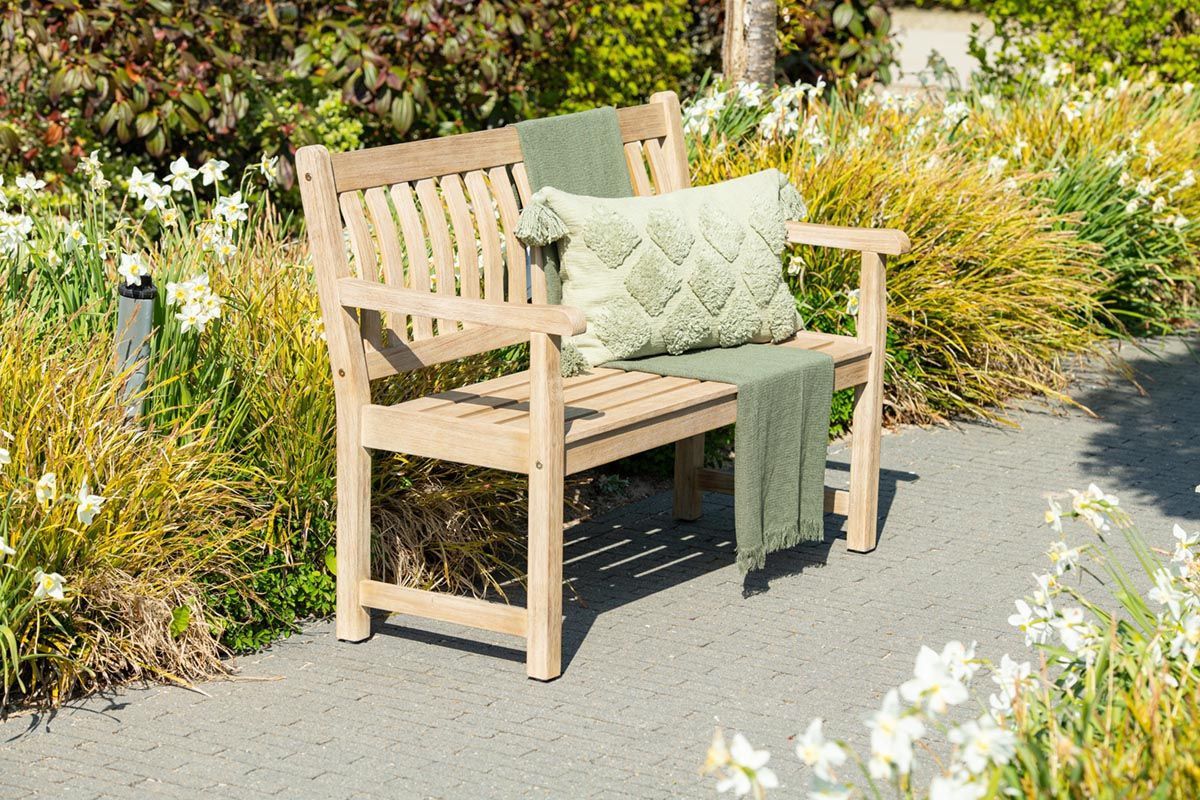 Vondel parkbench - 120 cm - eucalyptus white wash