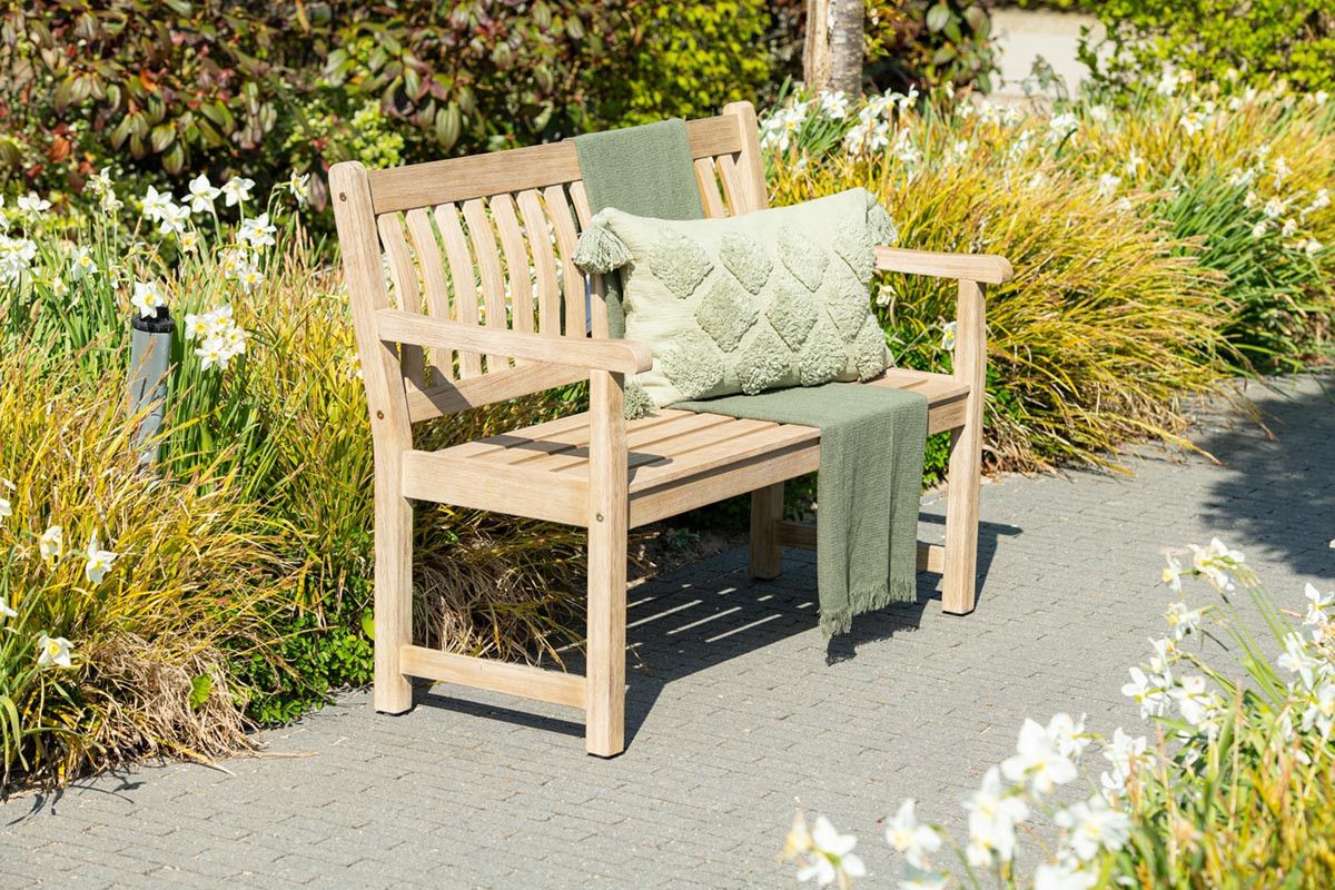 Vondel parkbench - 150 cm - eucalyptus white wash