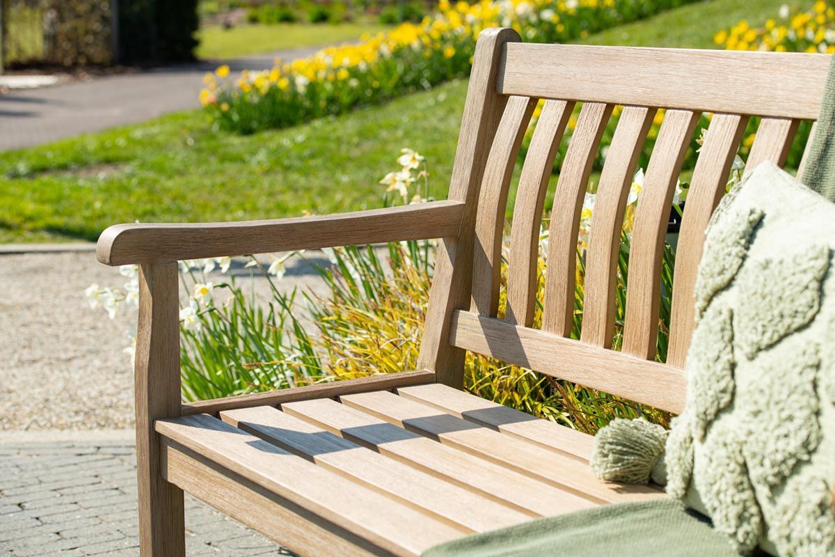 Vondel parkbench - 120 cm - eucalyptus white wash