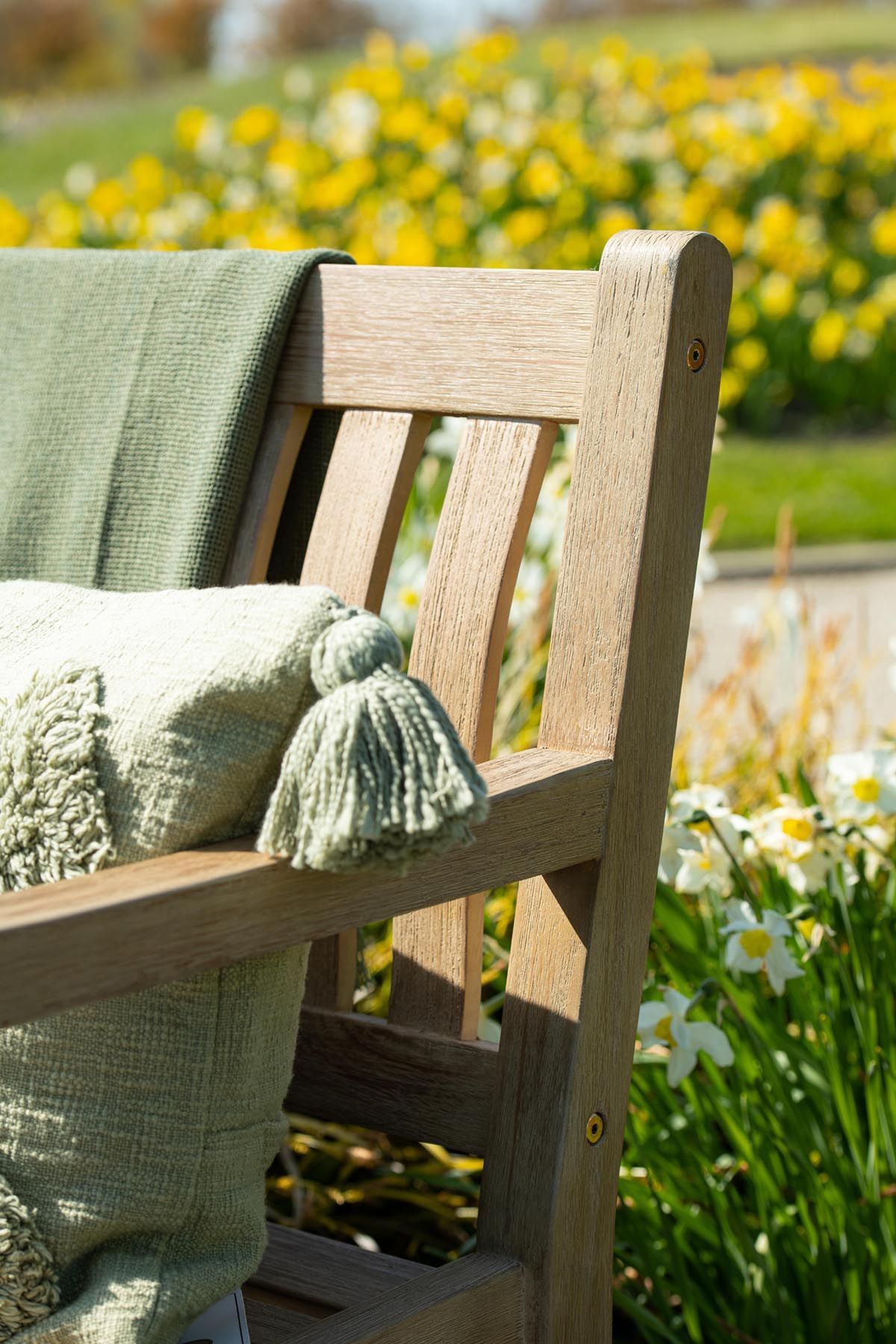 Vondel parkbench - 120 cm - eucalyptus white wash