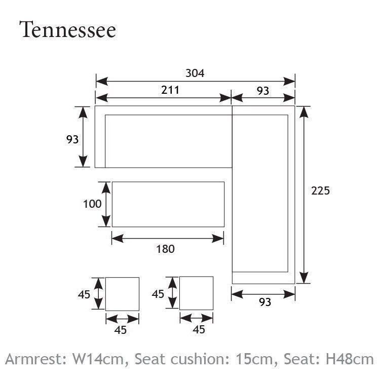 Tennessee open sofa - left - vintage willow - anthracite  texfiber