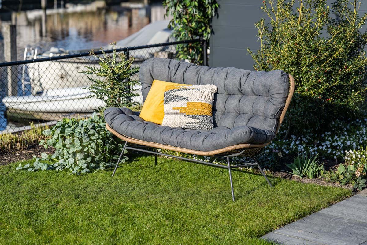 Libelle 2-seater sofa - natural rotan -  mystic grey