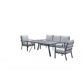 Sergio lounge-dining sofa set - 4-pieces - carbon black -  light grey