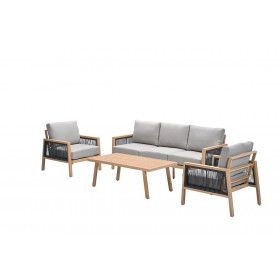 Decala lounge set - 4-pieces - aluminium light teak look - desert sand