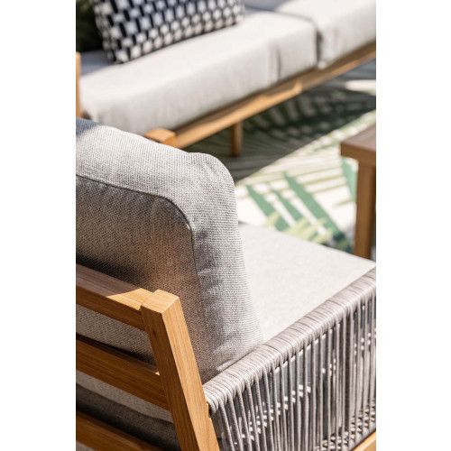 Sardinia loungeset - 4-pieces -  light teaklook - TPU rope sand - dark sand