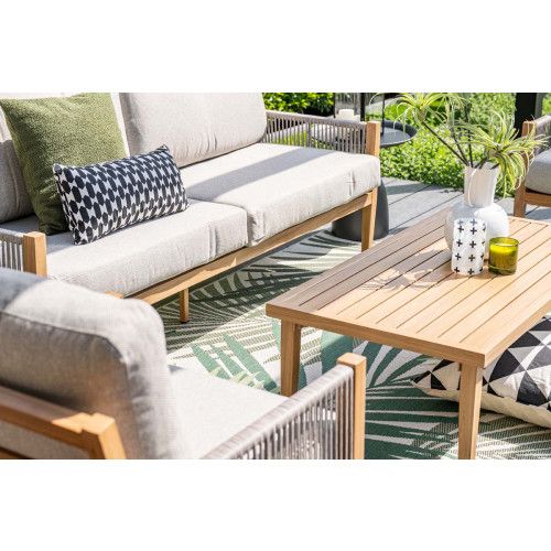 Sardinia loungeset - 4-pieces -  light teaklook - TPU rope sand - dark sand