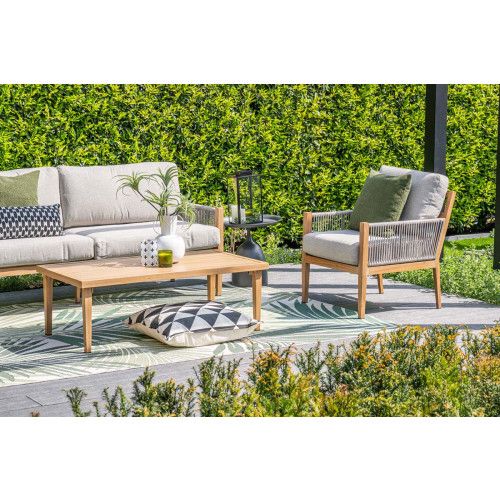 Sardinia loungeset - 4-pieces -  light teaklook - TPU rope sand - dark sand
