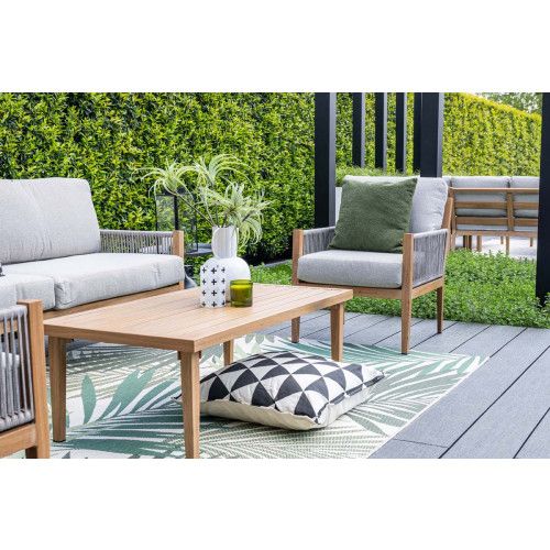 Sardinia loungeset - 4-pieces -  light teaklook - TPU rope sand - dark sand