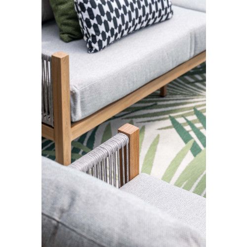 Sardinia loungeset - 4-pieces -  light teaklook - TPU rope sand - dark sand