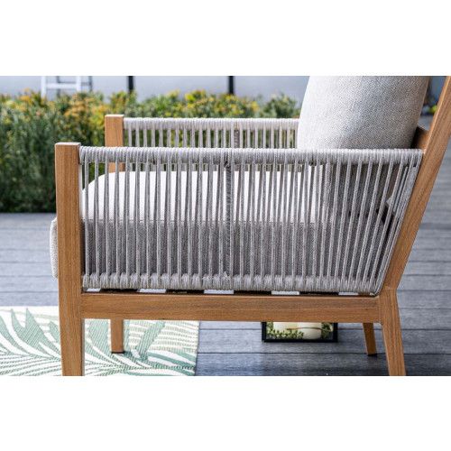 Sardinia loungeset - 4-pieces -  light teaklook - TPU rope sand - dark sand