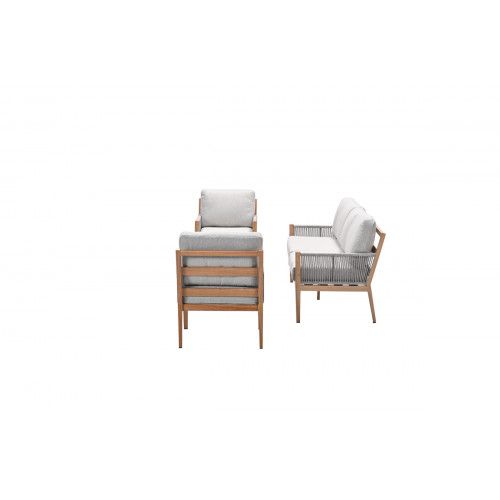 Sardinia loungeset - 4-pieces -  light teaklook - TPU rope sand - dark sand