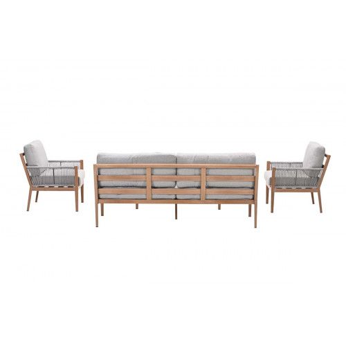 Sardinia loungeset - 4-pieces -  light teaklook - TPU rope sand - dark sand