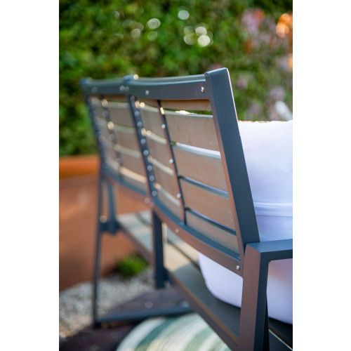 Detroit parkbench - aluminium -  carbon black - carbon grey polywood
