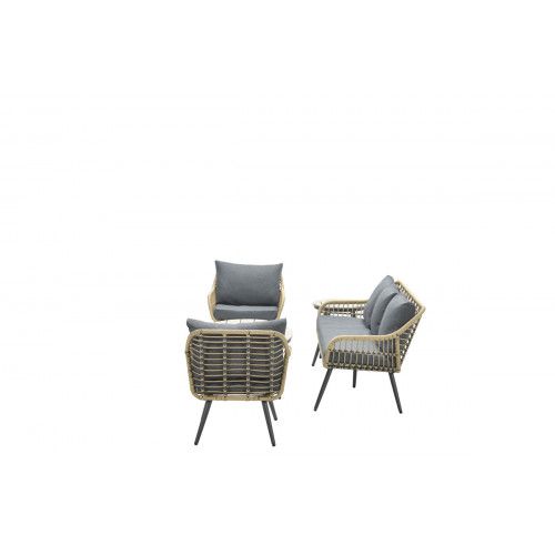 Margriet lounge set - 5-pieces - carbon black -  natural rotan - mystic grey