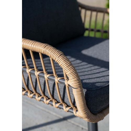 Margriet lounge set - 5-pieces - carbon black -  natural rotan - mystic grey