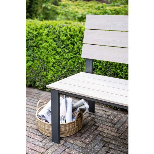 Jondal parkbench - carbon black -  light teak vironwood