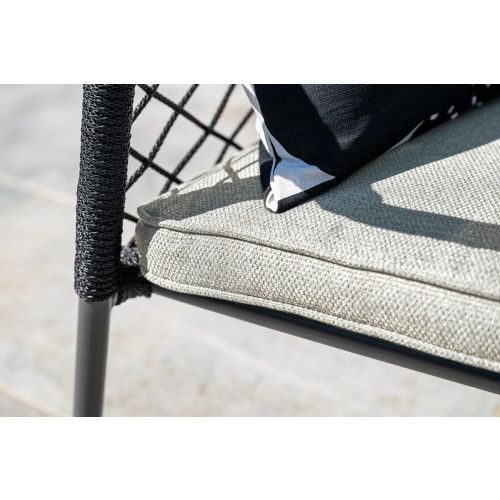 Turin lounge set - 4-pieces - carbon black -  TPU rope black - desert sand - light teak vironwood