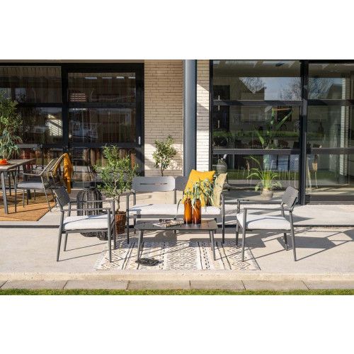 Morella loungeset - 4-piece - carbon black - valley sand 