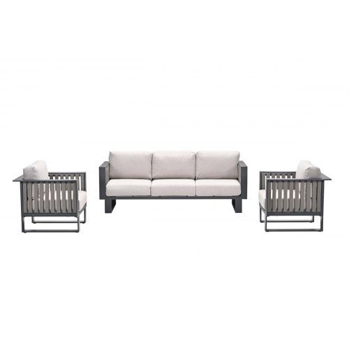 Bologna loungeset - 3-pieces - carbon black  taupe - desert sand