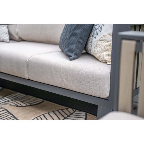 Bologna loungeset - 3-pieces - carbon black  taupe - desert sand