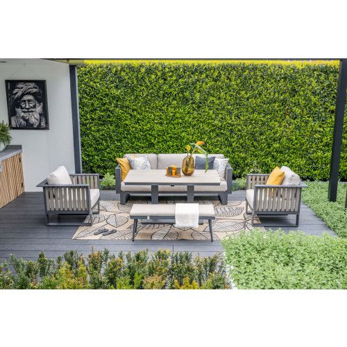 Bologna loungeset - 3-pieces - carbon black  taupe - desert sand