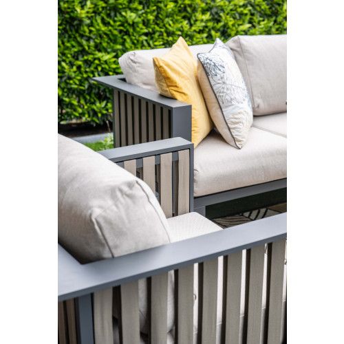 Bologna loungeset - 3-pieces - carbon black  taupe - desert sand