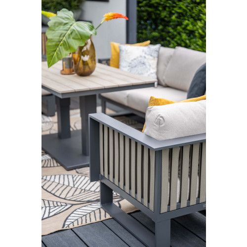 Bologna loungeset - 3-pieces - carbon black  taupe - desert sand