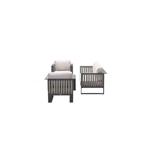 Bologna loungeset - 3-pieces - carbon black  taupe - desert sand