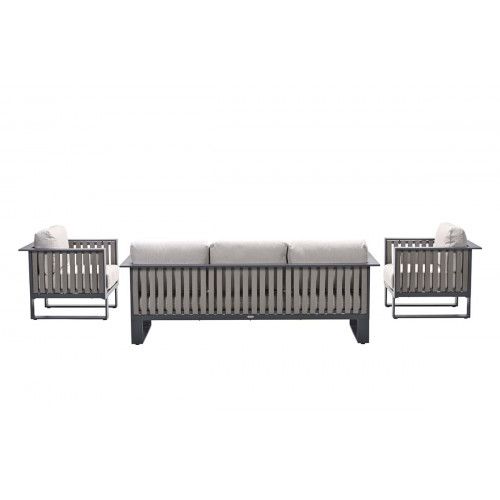 Bologna loungeset - 3-pieces - carbon black  taupe - desert sand