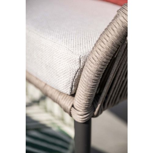 Andorra armchair - including ottoman - carbon black -  rope taupe - valley sand