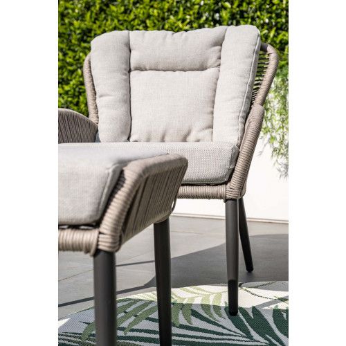 Andorra armchair - including ottoman - carbon black -  rope taupe - valley sand