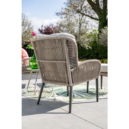 Andorra armchair - including ottoman - carbon black -  rope taupe - valley sand