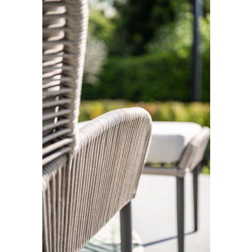 Andorra armchair - including ottoman - carbon black -  rope taupe - valley sand